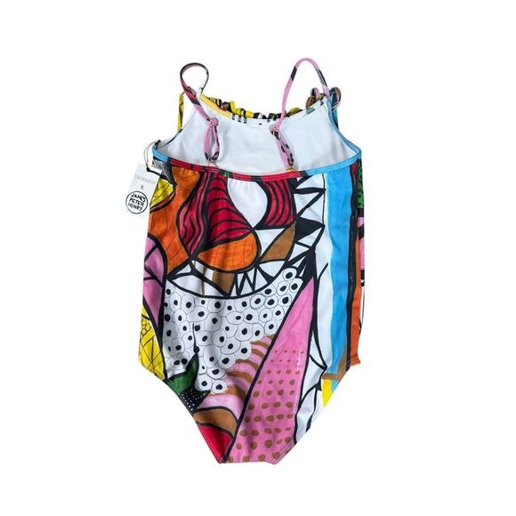 Swiminista X James Peter Henry girls Sydney print fringe swimsuit XL New - Picture 2 of 4